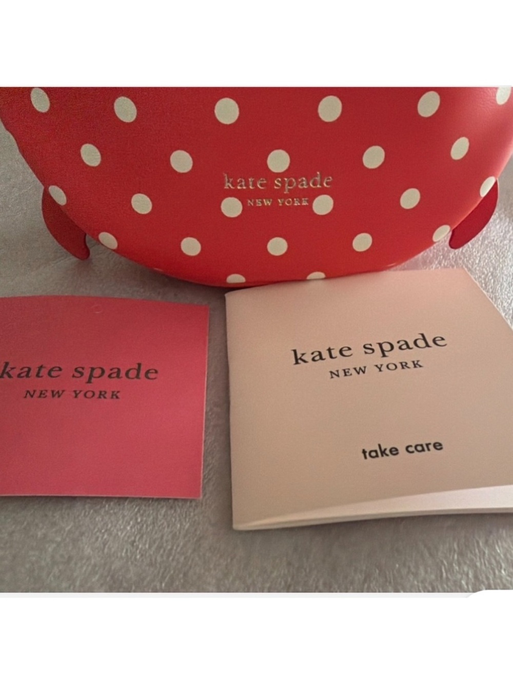 kate spade Red and White Polka Dot Crab wristlet